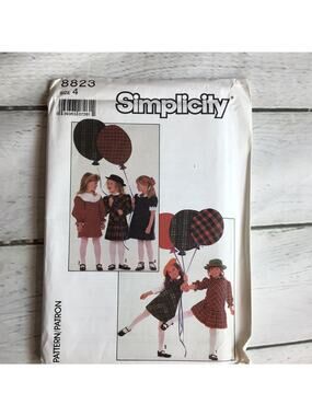 Vintage 1988 Simplicity Sewing Pattern 8823 Girl's Dress Size 4